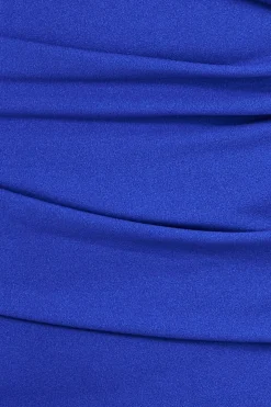 Bardot Pleated Midi Dress - Royal Blue by Goddiva Plus