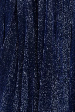 Bardot Pleated Skirt Maxi Dress - Navy by Goddiva