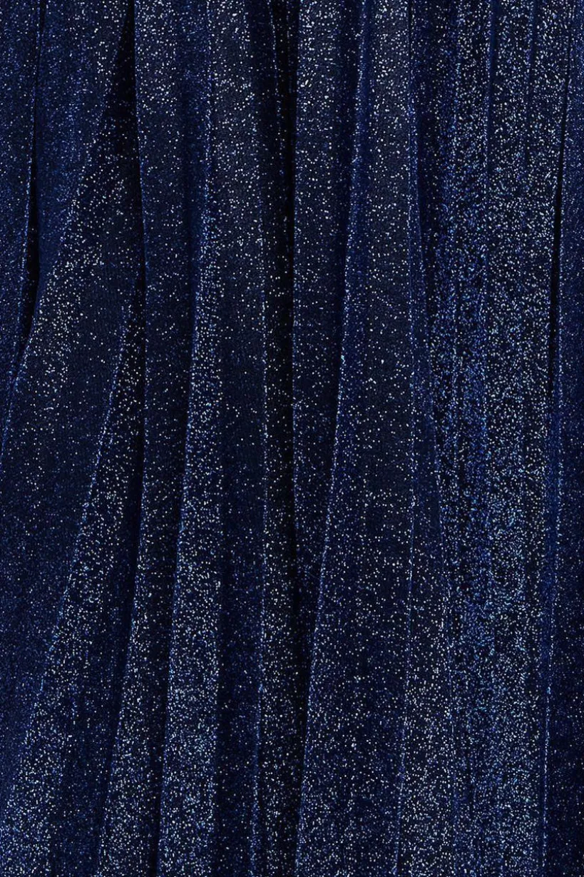 Bardot Pleated Skirt Maxi Dress - Navy by Goddiva