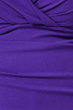 Bardot Scuba Jumpsuit - Purple by Goddiva Plus