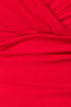 Bardot Scuba Jumpsuit - Red by Goddiva Plus
