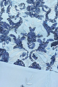 Bardot Sequin & Lace High Low Midi - Powderblue by Goddiva