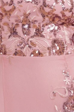 Bardot Sequin & Lace High Low Midi - Blush by Goddiva