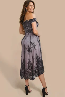 Bardot Sequin & Lace High Low Midi - Black by Goddiva