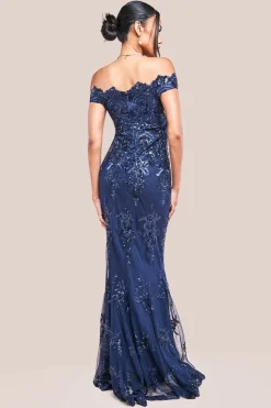 Bardot Sequin Embroidered Maxi Dress - Navy by Goddiva