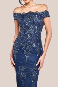 Bardot Sequin Embroidered Maxi Dress - Navy by Goddiva