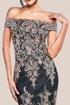 Bardot Sequin Embroidered Maxi Dress - Champagne by Goddiva
