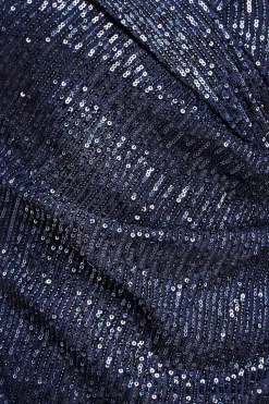 Bardot Sequin Pleated Maxi Dress - Navy by Goddiva