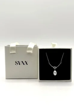 Baroque Oval Pearl Necklace In Silver by SVNX