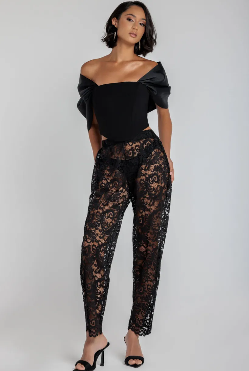 Barrell Leg Scalloped Hem Trouser - Black by Goddiva