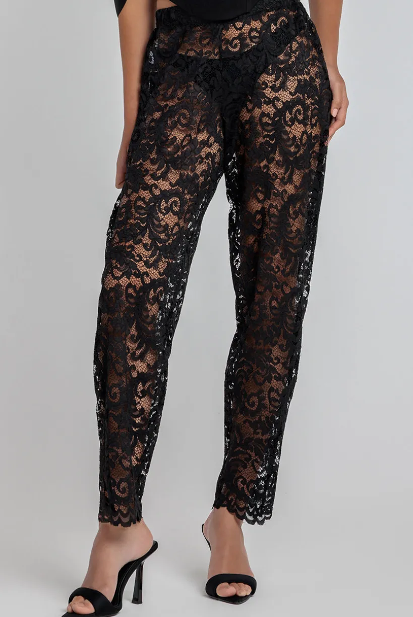 Barrell Leg Scalloped Hem Trouser - Black by Goddiva