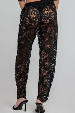 Barrell Leg Scalloped Hem Trouser - Black by Goddiva