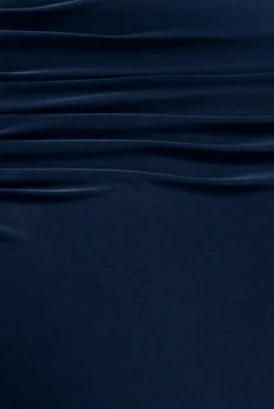 Bat Wing Elasticated Side Gather Maxi Dress - Navy Blue by Goddiva