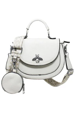 Bee Embellishment Crossbody Bag In White by SVNX