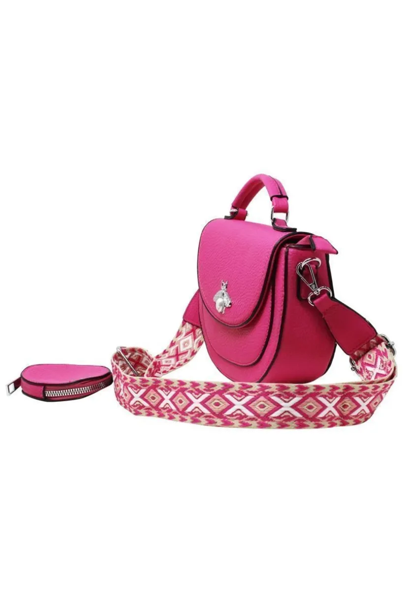 Bee Embellishment Crossbody Bag In Fuchsia by SVNX