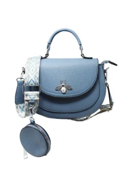 Bee Embellishment Crossbody Bag In Blue by SVNX