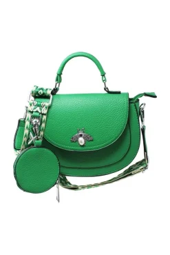 Bee Embellishment Crossbody Bag In Green by SVNX