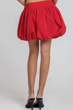 Bengaline Balloon Mini Skirt - Red by Goddiva