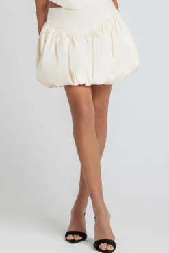 Bengaline Balloon Mini Skirt - Cream by Goddiva