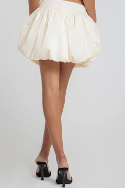 Bengaline Balloon Mini Skirt - Cream by Goddiva