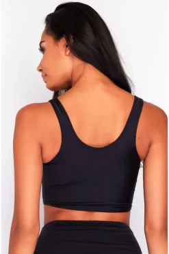 Bikini Long Crop Top In Black by Maribela