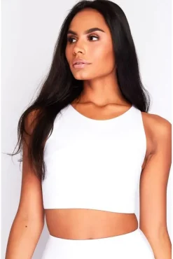 Bikini Long Crop Top In White by Maribela