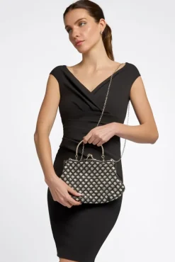Black Beaded Soft Clutch Bag by Aftershock London