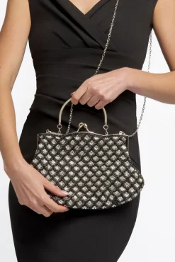 Black Beaded Soft Clutch Bag by Aftershock London