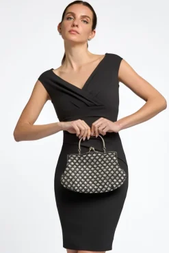 Black Beaded Soft Clutch Bag by Aftershock London