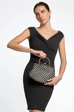 Black Beaded Soft Clutch Bag by Aftershock London