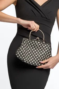 Black Beaded Soft Clutch Bag by Aftershock London