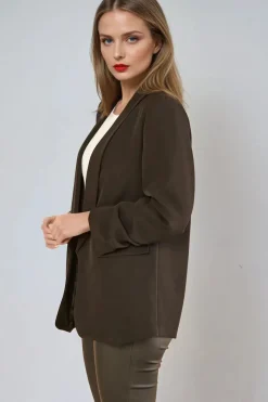 Black Blazer With Ruched Sleeves by Aftershock London