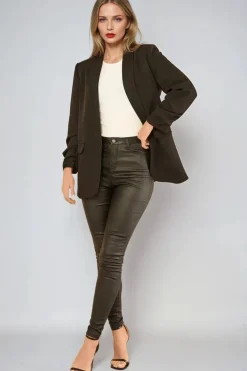 Black Blazer With Ruched Sleeves by Aftershock London