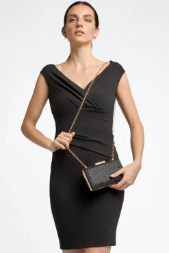 Black Glitter Evening Clutch Bag by Aftershock London