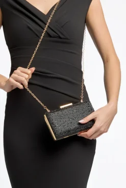 Black Glitter Evening Clutch Bag by Aftershock London