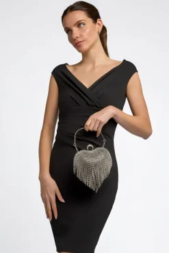Black Heart Diamante Evening Bag by Aftershock London