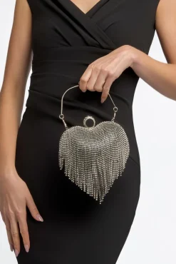 Black Heart Diamante Evening Bag by Aftershock London