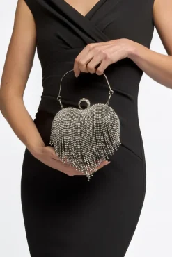 Black Heart Diamante Evening Bag by Aftershock London