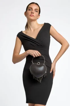Black Heart Diamante Evening Bag by Aftershock London