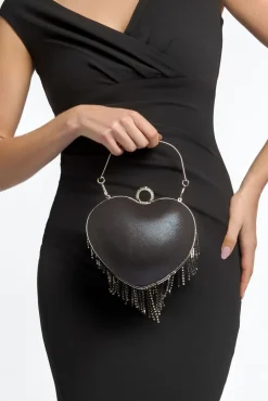 Black Heart Diamante Evening Bag by Aftershock London