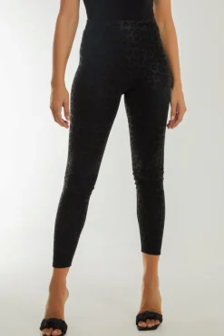 Black Leopard Print Leather Look Leggings by Aftershock London