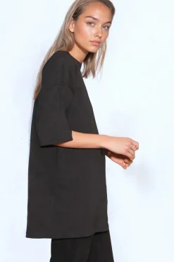 Black Logo Cotton Oversized T Shirt by Aftershock London