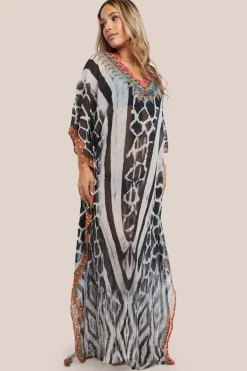 Black Maxi Beach Dress Kaftan by Aftershock London