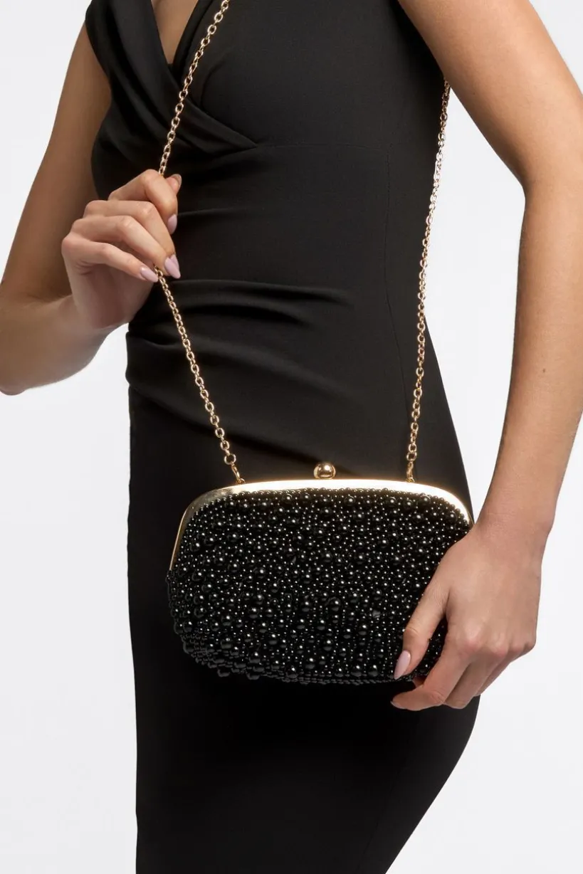 Black Pearl Clutch Bag by Aftershock London