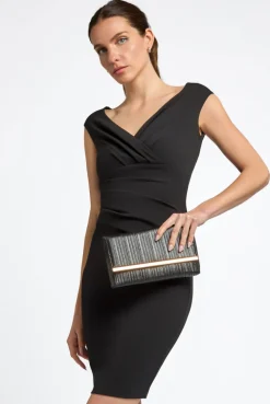 Black Pleated Clutch Bag by Aftershock London