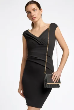 Black Pleated Clutch Bag by Aftershock London