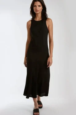 Black Round Neck Midi Dress by Aftershock London