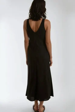 Black Round Neck Midi Dress by Aftershock London