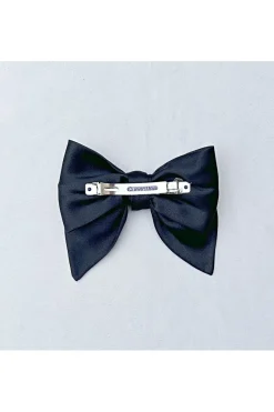 Black Satin Hair Bow Black Hair Clip by QueenMee Accessories