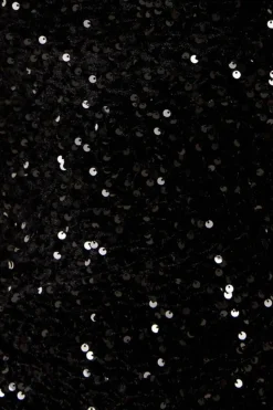 Black Sequin Velvet One Shoulder Midi Dress by Liquorish